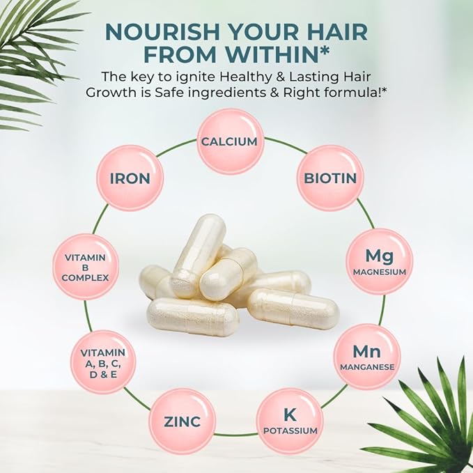 VITAL NUTRITIVE Vital Hair Complex – Biotin &amp Vitamin B Hair Vitamins for Women &amp Men – Supports Healthy Hair Skin &amp Nails – Hormone-Free Gluten-Free – Hair Supplement for Women &amp Me