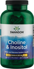 Swanson Choline &amp Inositol Nerve Support Mental Function 250/250 Milligrams 250 Capsules