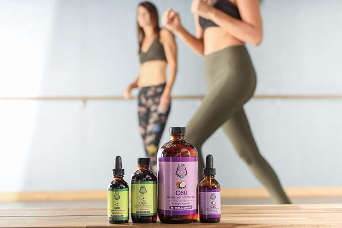 C60 Power C60 in Organic MCT Coconut Oil - Natural Wellness &amp Antioxidant Support for Men &amp Women 99.99% Pure Carbon Fullerenes Promotes Energy Mental Clarity &amp Stamina - 8 fl oz Bottl