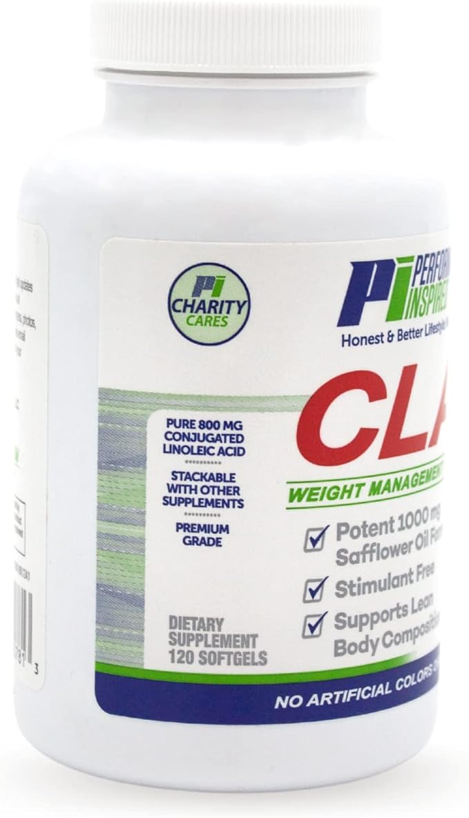 PERFORMANCE INSPIRED Nutrition CLA Softgels – 1000mg Safflower Oil – Stimulant-Free – Supports Lean Body Composition – 120 Count