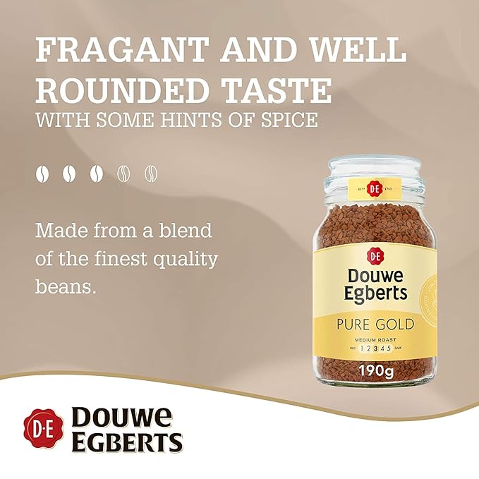 Douwe Egberts Pure Gold Instant Coffee Medium Roast 6.7-Ounce 190g (Packaging May Vary)