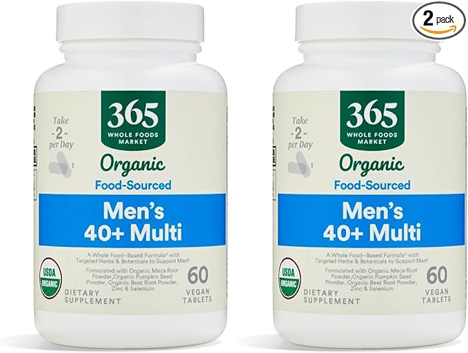 Whole Foods Market Vitamin Multi Mens Food Cultured 40 Plus 60 Count (Pack of 2)