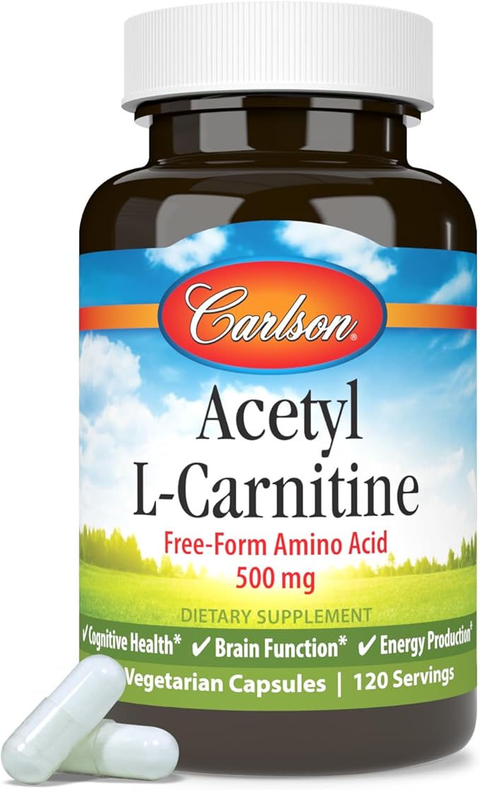 Carlson - Acetyl L-Carnitine 500 mg Cognitive Health Brain Function &amp Energy Production 120 Capsules