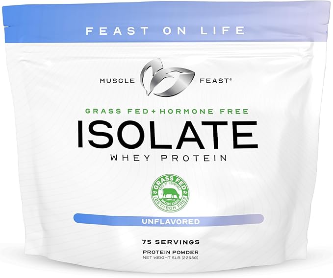 Muscle Feast Creapure Creatine Monohydrate - Unflavored 500g (x1) and Isolate Whey Protein Powder - Unflavored 5lb (x1) - Muscle Recovery and Performance Bundle