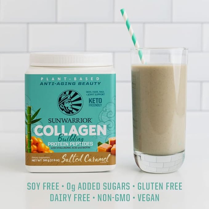 Vegan Collagen Protein Powder for Women Silica Plant Based Collagen Powder with Vegan Hair Skin and Nails Vitamins Non-GMO No Added Sugar Soy Dairy &amp Gluten Free (Salted Caramel 20 Servings)