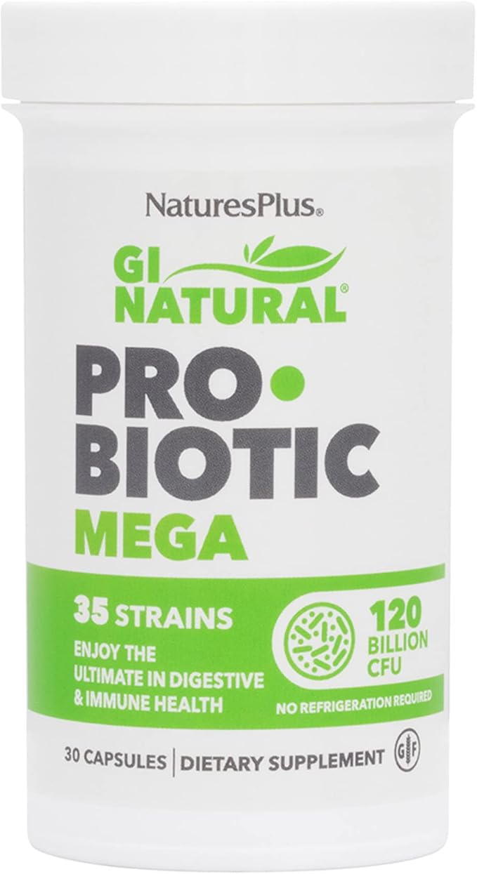 NaturesPlus GI Natural Probiotic Mega - 30 Capsules - Digestive &amp Immune Health - Gluten Free - 30 Servings