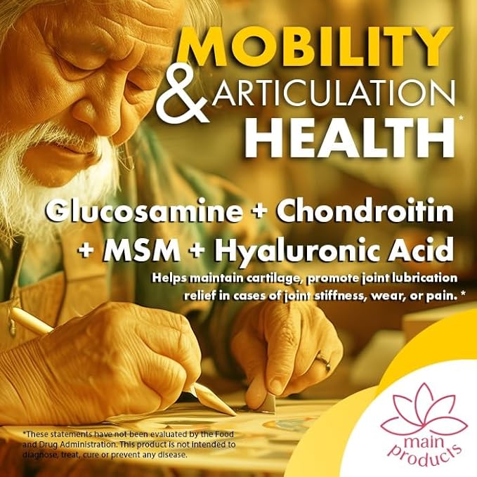 Glucosamine Chondroitin MSM Hyaluronic Acid Ashwagandha Turmeric Ginger Arnica - Joint Support Supplement Micronized 2430mg 2 Pack