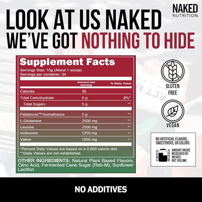 NAKED Cherry Lime Pre Workout &amp BCAA Bundle – Vegan Clean Energy (30 Servings) + 2:1:1 BCAA Powder (34 Servings) for Performance &amp Recovery