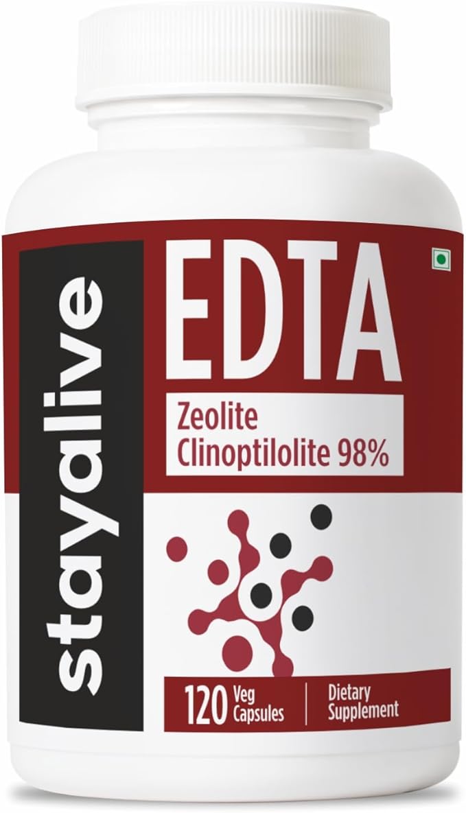 STAY ALIVE EDTA Capsules 1500mg with Zeolite 98% and Kale Extract Powder 120 Pills Non-GMO &amp Gluten Free Calcium Disodium EDTA Supplement