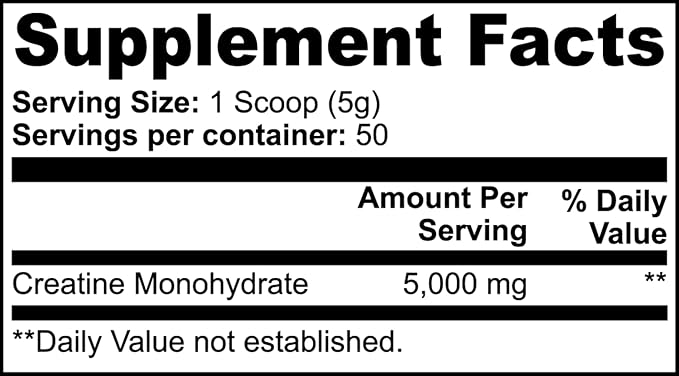 Creatine Monohydrate Powder 5000mg Per Serving 50 Servings 100% Pure Supports Muscle Energy &amp Strength 8.8 oz