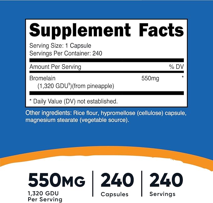 Nutricost Bromelain Capsules (240 Capsules) - 550 MG Per Serving Vegan Non-GMO GMP Compliant