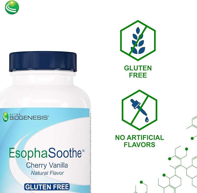 Nutra Biogenesis EsophaSoothe - Chewable Esophogeal Support with Magnesium Potassium &amp Calcium for Men &amp Women - 60 Tablet Chews