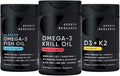 Sports Research Antarctic Krill Oil Omega 3 1000mg (Double Strength) with Phospholipids Choline &amp Astaxanthin Triple Strength Omega 3 Fish Oil Single-Source Wild Alaska Pollock 1250mg Vitamin D