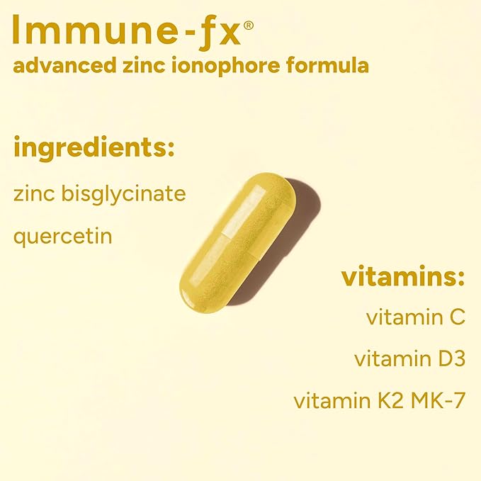 PPO Lab® Immune-fx™ Advanced Zinc Ionophore One-A-Day Immune Support Supplement with Zinc Bisglycinate Quercetin Vitamin C D3 K2 for Respiratory Heart Histamine Antioxidant Health 60 Capsules