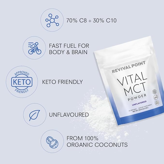 Premium Unflavored MCT Oil Powder with Keto Electrolytes- Creamer for Coffee Tea and Shakes- Includes 15x Bioavailable Chromium Picolinate C10 and C8 MCT Oil Derived from Coconuts – 120 Grams