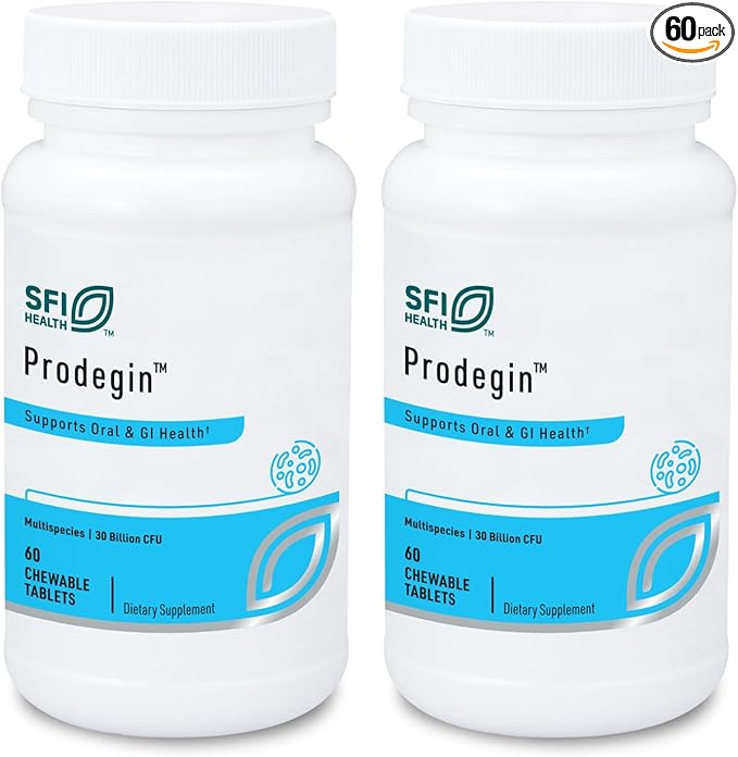 Klaire Labs SFI Health Prodegin Chewable Probiotic - Oral Health Support 30 Billion CFU Blend with L. salivarius for Men &amp Women Hypoallergenic Post-Bariatric &amp GI Support (60 Tablets 2 Pac