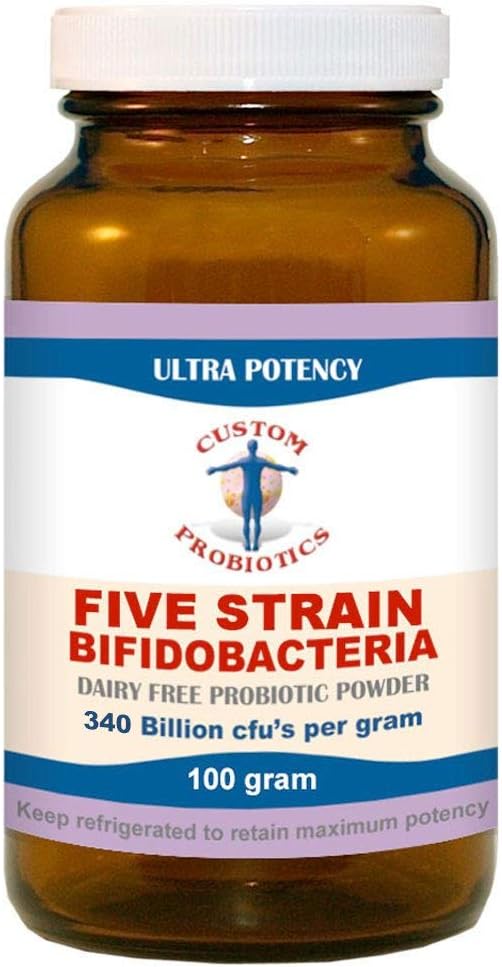 Custom Probiotics Five Strain Bifidobacteria Probiotic Powder (100 gram)