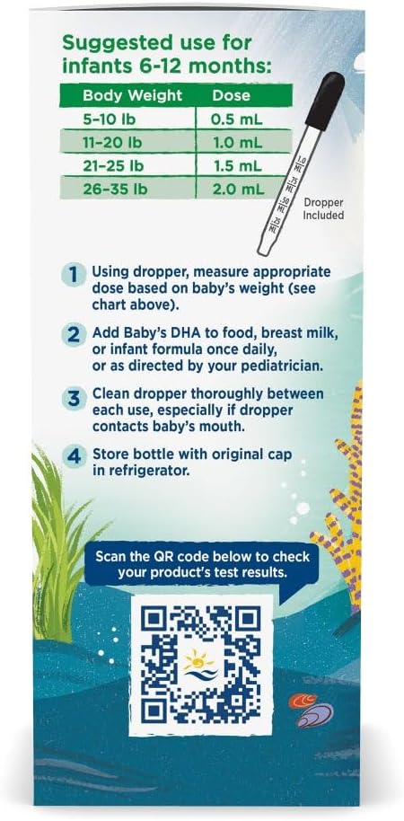 Nordic Naturals Baby’s DHA Vegetarian Unflavored - 1050 mg Plant-Based Omega-3-1 oz - Supports Brain &amp Vision Development in Babies - Non-GMO Vegan - 15 Servings