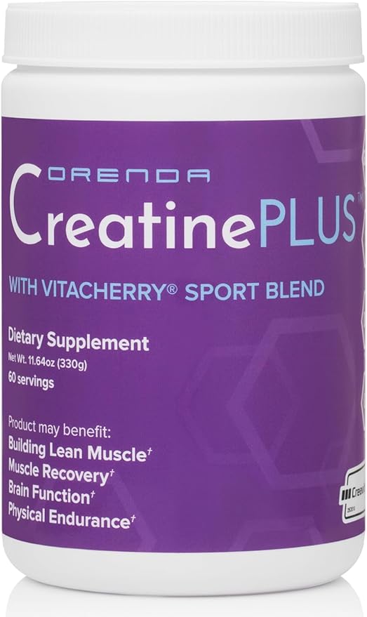 Orenda CreatinePLUS Powder - 60 Servings (2-Month Supply) - 5g Creavitalis® Creatine + VitaCherry® Sport - Recovery Strength &amp Brain Care - 11.64oz