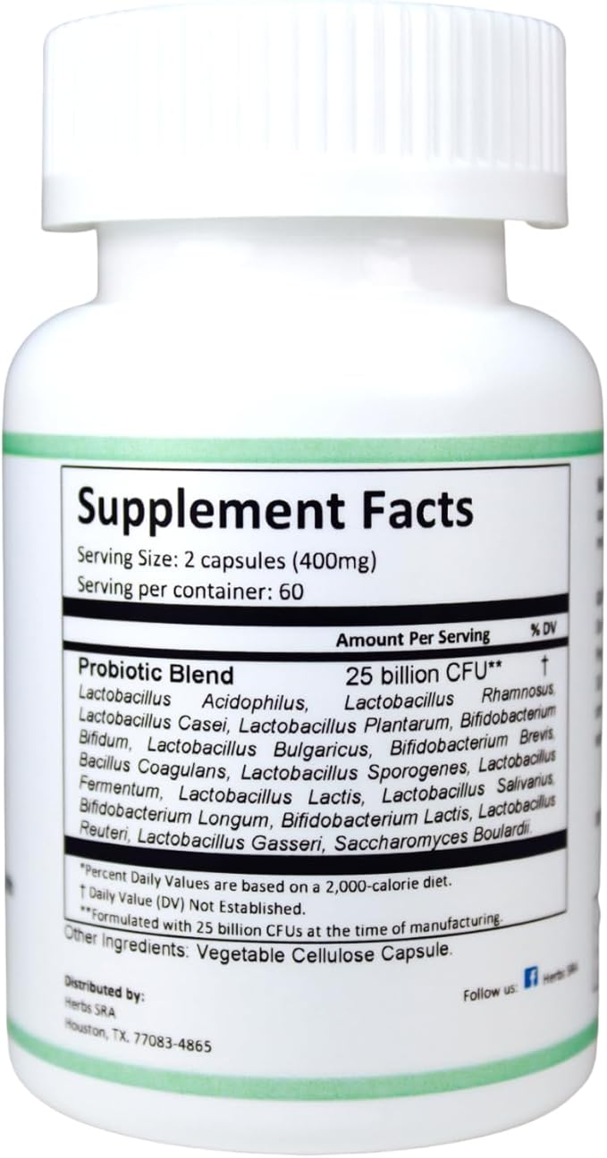 ProbioLac Probiotic Supplement with 25 Billion CFU – Multi-Strain Probiotic Blend for Digestive &amp Immune Wellness – 120 Vegetarian Capsules