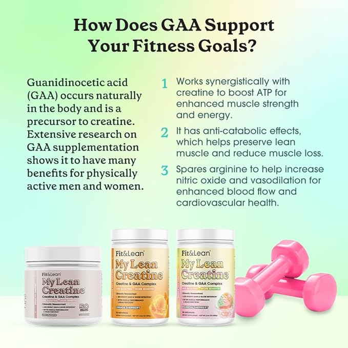 Fit &amp Lean Creatine for Women My Lean Creatine Powder Complex with GAA Muscle Performance Cognitive Function and Less Bloating Reduced Water Retention Unflavored 50 Servings
