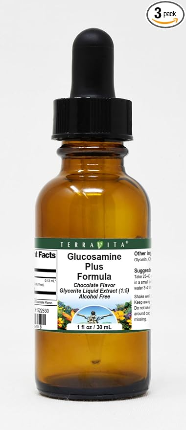Terravita Glucosamine Plus Formula Glycerite Liquid Extract (1:5) - Chocolate Flavored (1 oz ZIN: 522530) - 3 Pack