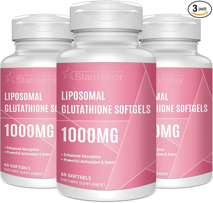 Liposomal Glutathione Softgels 1500MG Reduced Glutathione Supplement with Vitamin C Better Absorption Non-GMO Powerful Antioxidant for Healthy Aging Detox Immune Health 180 Softgels