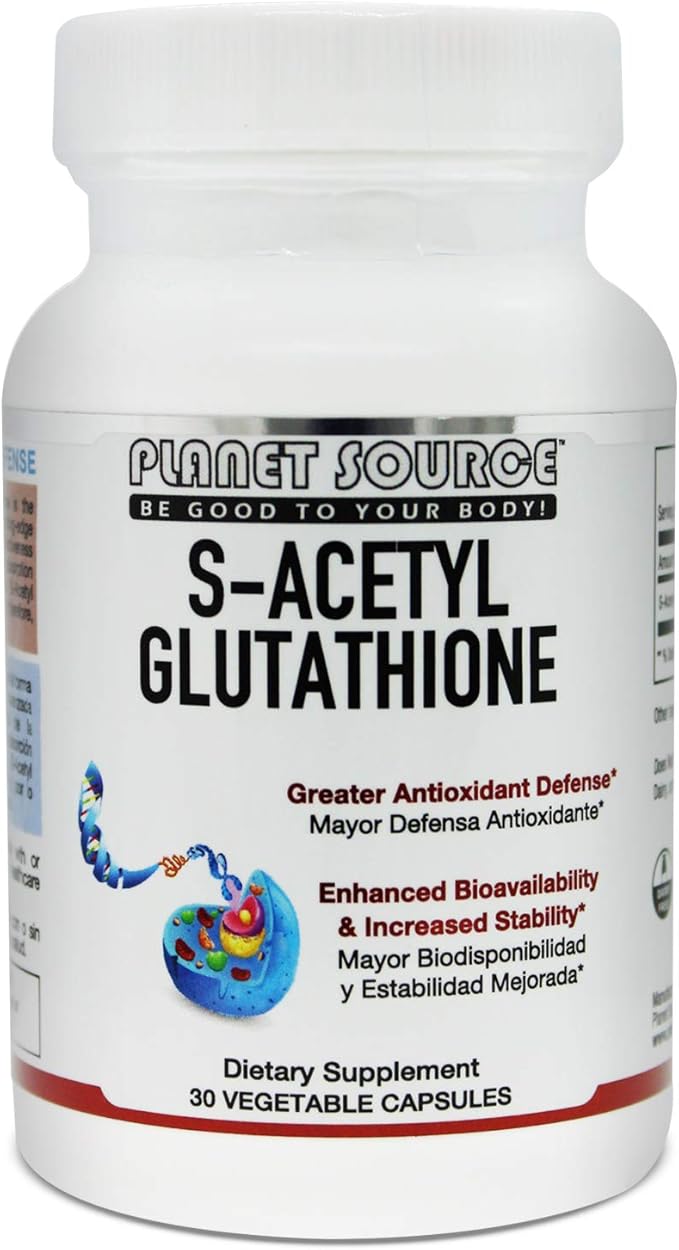 S-Acetyl Glutathione (Food Grade) Supplement - Best Detox - Supports Healthy Aging Liver Detox and Cell Function - High Absorbtion Small Vegetarian Capsules