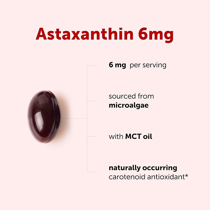 Micro Ingredients Astaxanthin 6mg with MCT Oil 240 Softgels | Premium Astaxanthin Antioxidant Supplements* | Fresh Microalgae Source | Triple Strength Non-GMO Gluten Free No Soy