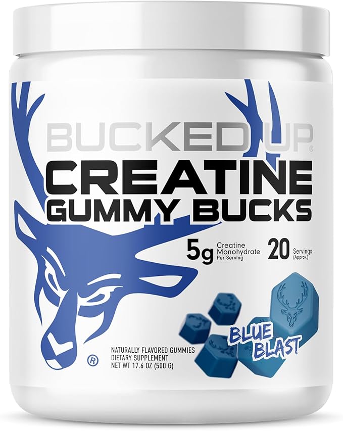 Bucked Up Creatine Gummy Bucks - 5g per Serving - 20 Servings (Blue Blast)