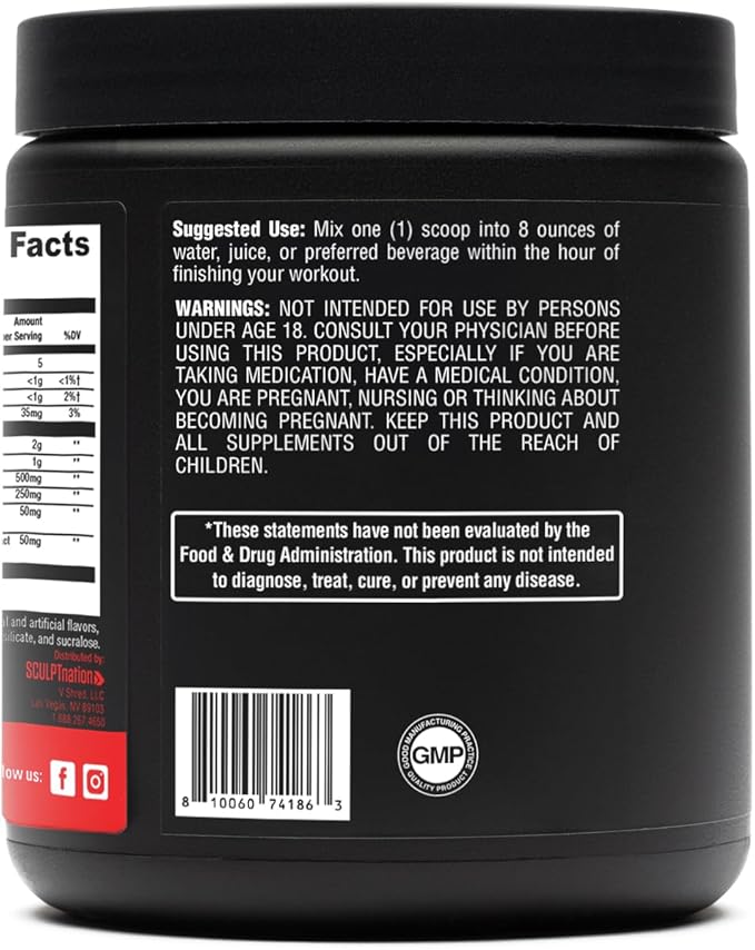 Sculpt Nation by V Shred Post Workout - Creatine Complex Post Workout Muscle Recovery and Builder with Energy Support Creatine Monohydrate and Amino Acids Fruit Punch Flavor - 30 Servings