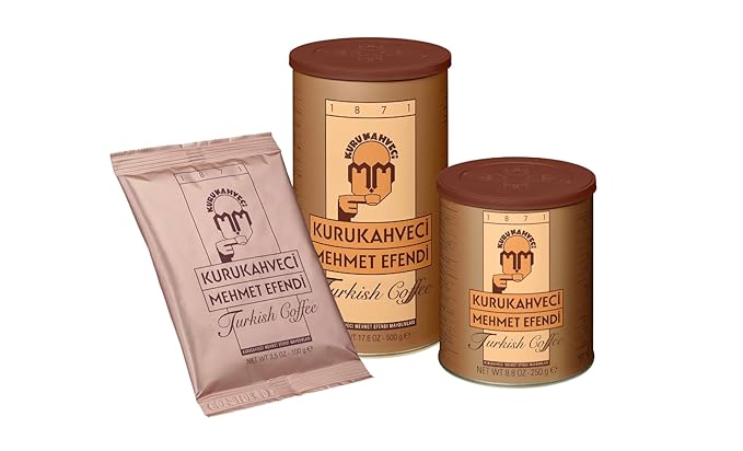 KURUKAHVECI MEHMET EFENDI Turkish Coffee Arabica Beans Roasted GroundRich Aroma Fresh Medium to Heavy-bodied Original Taste Since 1871 (17.6 OZ / 500 Gr) Pack of 3