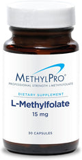 MethylPro L-Methylfolate 15 mg - Bioavailable Folate Supplement for Brain Health &amp Neurotransmitter Support - Vegetarian &amp Hypoallergenic - 30 Servings - 30 Count
