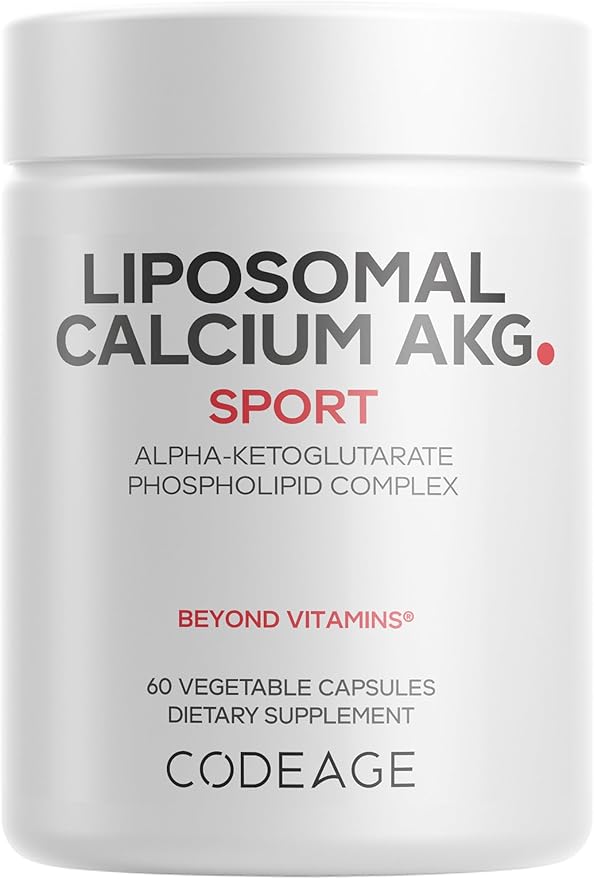Codeage Liposomal Calcium AKG Supplement - Calcium Alpha-Ketoglutarate - 2-Month Supply - Liposomal Delivery - 1 Capsule Per Serving - Non-GMO Gluten-Free - 60 Capsules