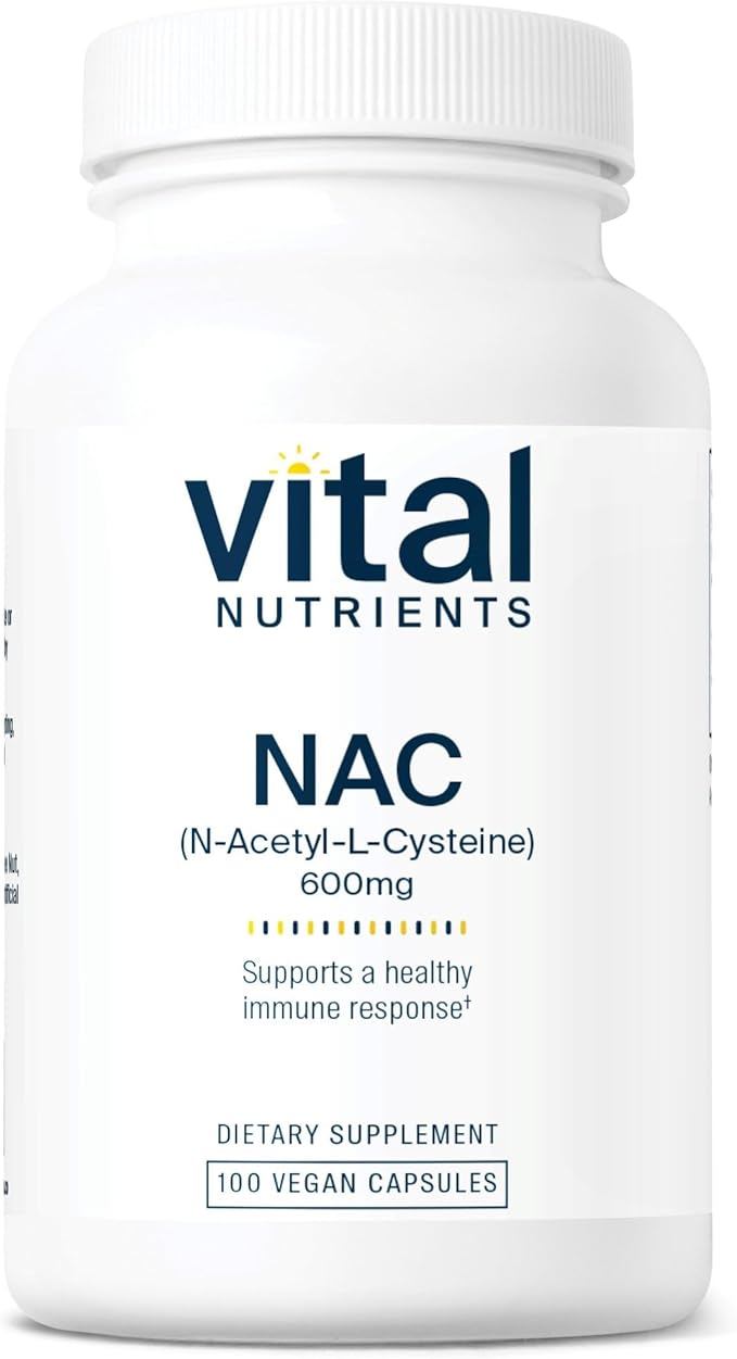 Vital Nutrients NAC 600mg - N-Acetyl Cysteine - Vegan NAC Supplement - Antioxidant for Sinus Liver Immune and Respiratory Health* - Gluten Dairy Soy Free - 100 Capsules