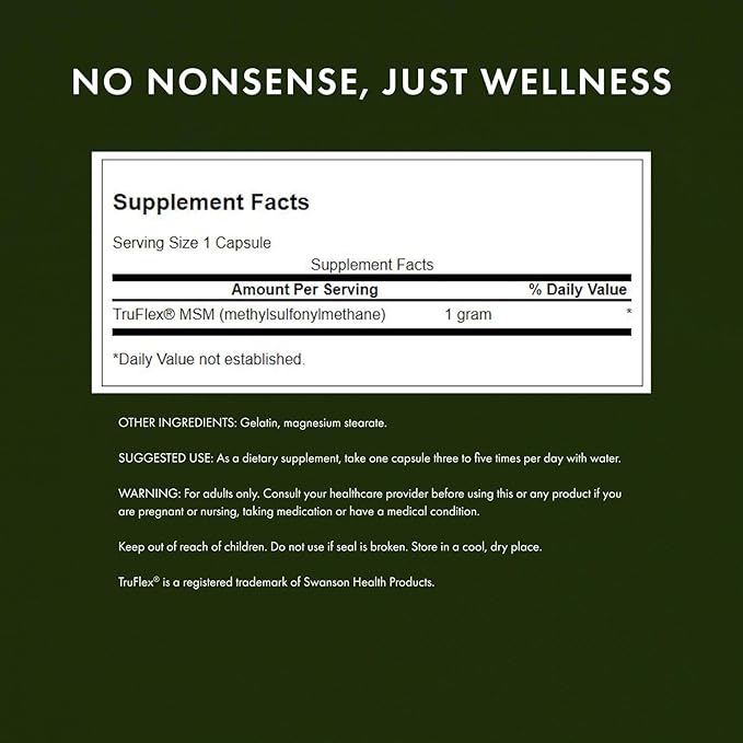 Swanson MSM - Essential Minerals Promoting Mobility &amp Joint Health Support - Helps to Maintain Connective Tissue Health Including Cartilage Collagen &amp Hair - (240 Capsules 1000mg Each) 2 Pa