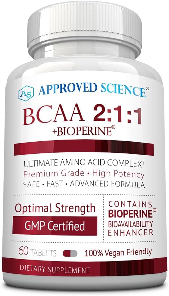 Approved Science BCAA Supplement - 60 Tablets - 2400mg - Increase Performance and Enhance Muscle Development - L-Leucine L-Isoleucine L-Valine - Made in USA Non-GMO
