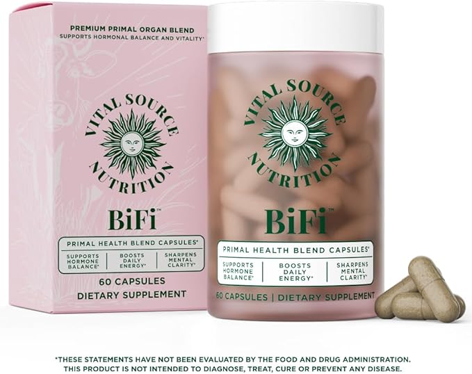 Vital Source Nutrition - BiFi Capsules - Beef Organ Primal Blend - Premium Ancestral Supplements for Women - Supports Hormone Health Energy &amp Stamina - Daily Vitality - No Artificial Ingredients