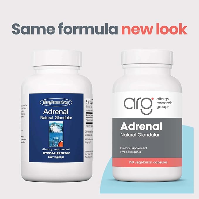 Allergy Research Group ARG Adrenal Cortex - Supports Healthy Stress Response &amp Metabolism - Delivers 150 mg Freeze-Dried Bovine Adrenal Cortex Tissue - 100 Servings - 150 Capsules