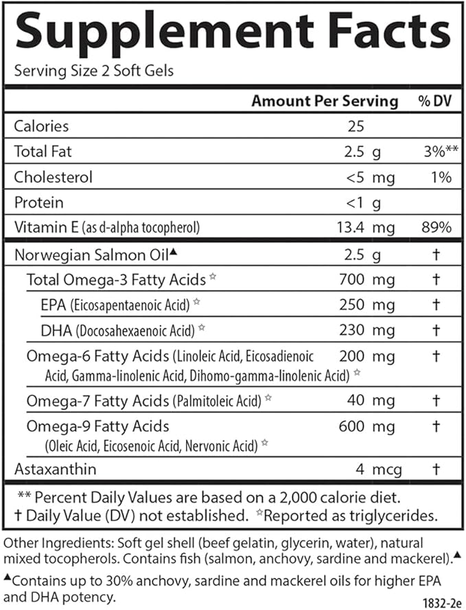Carlson - Salmon Oil Complete 700 mg Omega-3s + Astaxanthin Cardiovascular Support Brain Function &amp Joint Health Norwegian 240 Softgels