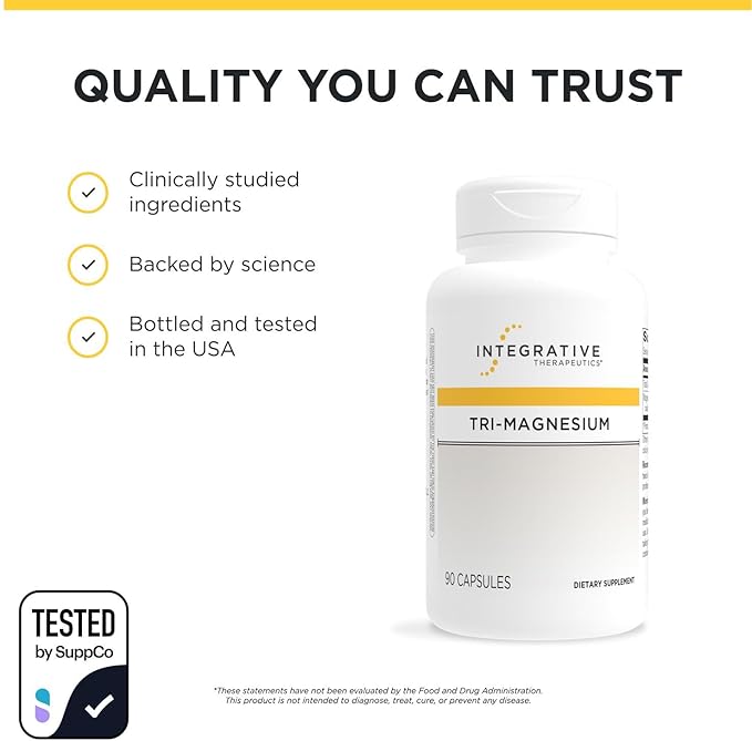 Integrative Therapeutics Tri-Magnesium - Supports Cellular Energy &amp Energy Metabolism* - Magnesium Supplement for Heart &amp Nerve Health Support* - Third-Party Tested - 180 Capsules (180 Serving