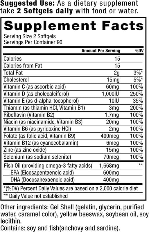 Cardiamin Heart Health and General Wellness Multivitamins 180 Softgels 90-Day Supply