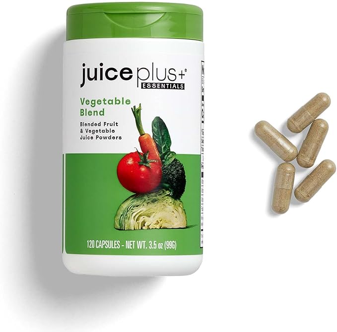 Juice Plus+ Vegetable Blend: with Broccoli Parsley Tomato &amp More - Plant-Based Vegan Gluten-Free Non-GMO Kosher - for Heart Immune Cognitive &amp Skin Health - 1 Bottle (60 Servings)