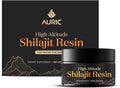 Auric Lab Certified High Altitude Shilajit/Shilajeet Resin 30g | 75% Fulvic Acid + Humic Acid |80+ Trace Minerals Real Brass Spoon and Shilajit Rock with Every Order