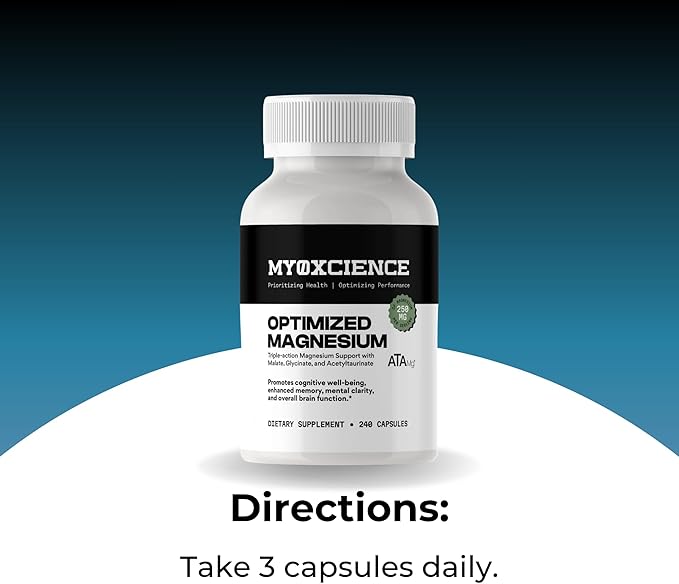 MYOXCIENCE Optimized Magnesium Glycinate + Magnesium Taurate (as ATAmag®) for High Brain Bioavailability to Support Stress Relief and Sleep | 80 Servings