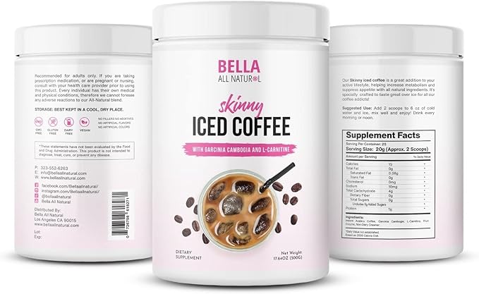 Bella All Natural Skinny Iced Coffee - Good Taste 500 Grams 17.637 Ounce
