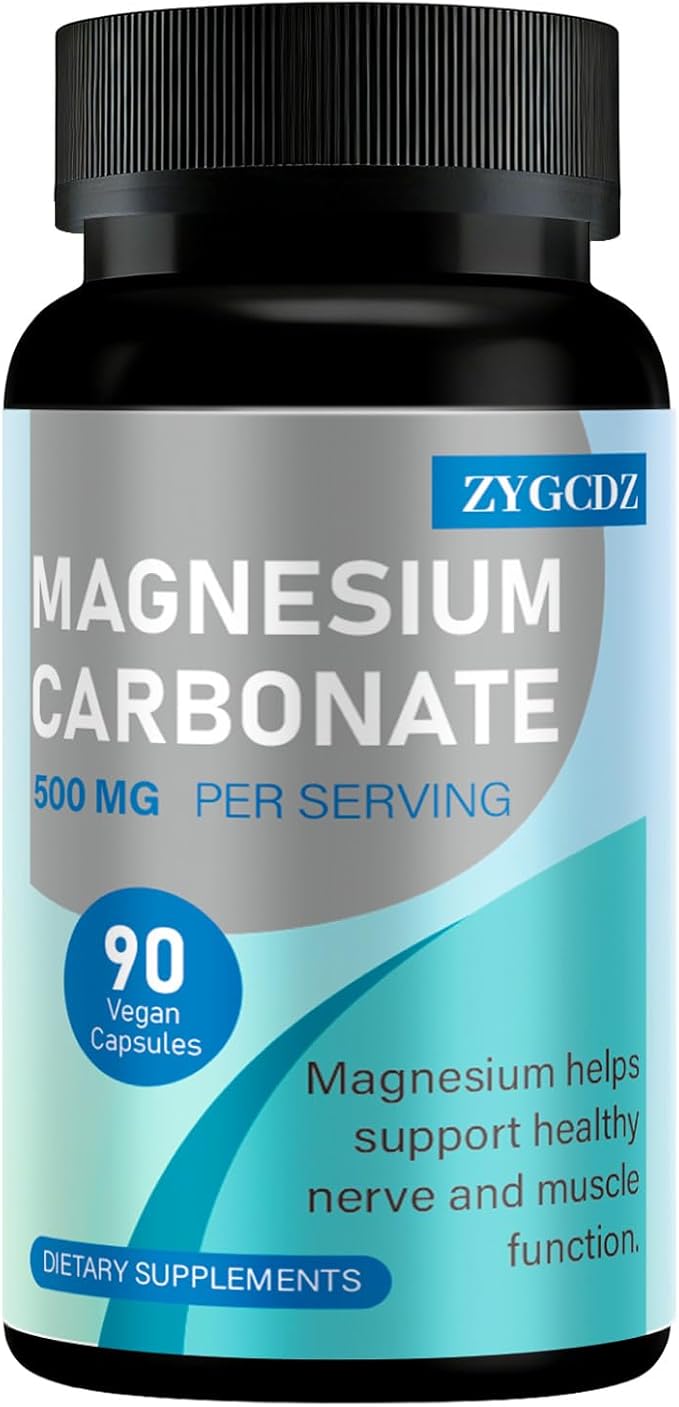 Magnesium Carbonate 500mg 90 Capsules | High Absorption Magnesium Supplement for Muscle Nerve &amp Digestive Support | Promotes Metabolism &amp Overall Health | Vegan Non-GMO Gluten Free (01)