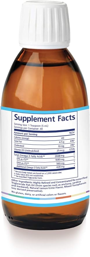 PRN DE Omega Benefits Liquid Supplement - 10 oz 60-Day Supply - Re-Esterified Omega 3 Triglyceride Form with 1680mg EPA 560mg DHA &amp Vitamin D for Dry Eye Support