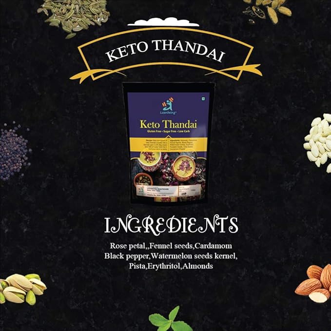 Astha Leanbeing Keto Badam Pista Thandai Premix 200Gm |Sugar-Free Organic Gluten-Free Low Carb Ultra-Low Gi Vegan.