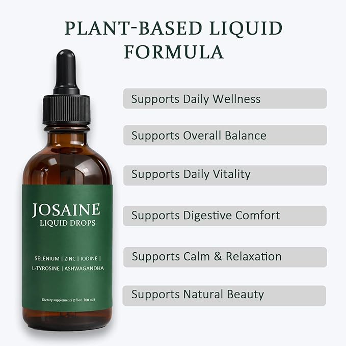 Josaine Thyroid Support Drops with Ashwagandha Selenium Zinc &amp Iodine Daily Wellness &amp Energy Support